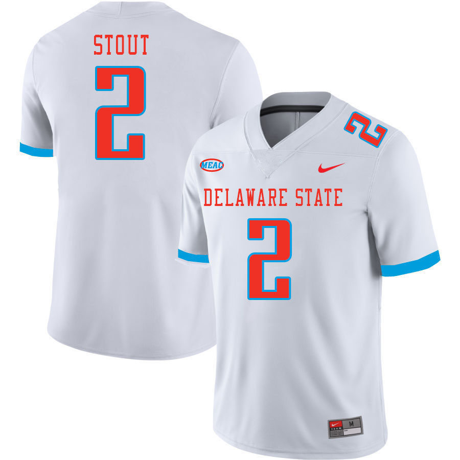 Men-Youth #2 Nico Stout Delaware State Hornets 2023 College Football Jerseys Stitched-White